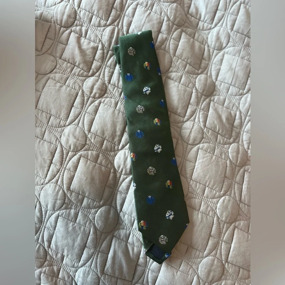 J. Crew Green and Blue Silk Tie with Pattern